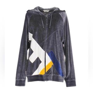 Fendi F Logo Velour Zip Hoodie Size 44/Small
